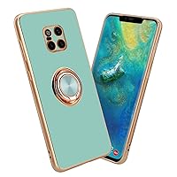 Case Compatible with Huawei Mate 20 PRO in Glossy Turquoise - Gold with Ring - Protective Cover Made of Flexible TPU Silicone, with Camera Protection and Magnetic car Holder