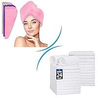 Hair Towel, 3 Pack Hair Wrap Quick Drying Towels Hand Towels for Bathroom, 24 Pack 25''*15'' Microfiber White Bath Hand Towels