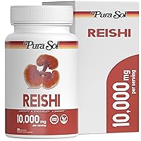 Reishi Mushroom Capsules 10,000 mg - 10:1 Ganoderma Powder Extract Supplement- Longevity, Boost Immune System, Support Heart Health, Manage Mood and Stress - Gluten Free & Vegan 60 Capsules