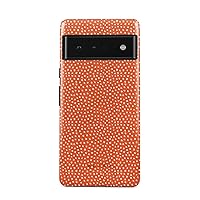 BURGA Phone Case Compatible with Google Pixel 6 PRO - Hybrid 2-Layer Hard Shell + Silicone Protective Case -White Polka Dots Pattern Vintage Orange - Scratch-Resistant Shockproof Cover