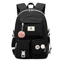 Laptop Backpacks 15.6 Inch School Bag College Backpack Anti Theft Travel Daypack Large Bookbags for Teens Girls Women Students (Black)