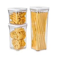 Premium Airtight Food Storage Containers, Square-S 3PC-SET, Smart One-Click Seal Lid, No Hinges, 100% Leak Proof, BPA-FREE, Dishwasher, Freezer & Microwave Safe