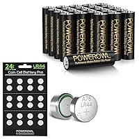 POWEROWL Alkaline AA Batteries 24 Pack & LR44 Batteries 24 PCS, High Capacity Cell, Long Lasting Power