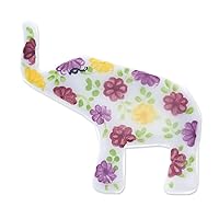 NOVICA Handpainted White Elephant Brooch Pin with Flowers Ceramic Thailand Floral [1.7 in L x 1.5 in W x 0.1 in D] 'Pretty Floral Elephant'