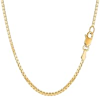 Jewelry Affairs 14k Yellow Solid Gold Mirror Box Chain Necklace, 1.7mm