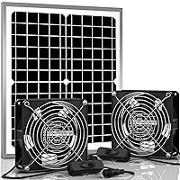 Allto Solar Waterproof Solar Powered Fan Kit Pro, 15W Solar Panel + 2 Pcs High Speed DC Brushless Fan, for Chicken Coop, Greenhouse,Dog House, Shed, Car Window Exhaust, DIY Cooling Ventilation Project