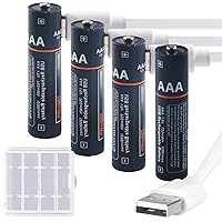 Rechargeable Lithium AAA Batteries 4Packs, 1100 mWh Rechargeable AAA  Battery Constant Output 1.5V Li-ion AAA Battery, 2H Fast Charge with USB  Cable