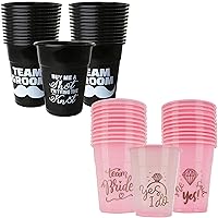Neliblu Bachelor Party Supplies - Team Groom and Team bridal - Pack of 25 cups