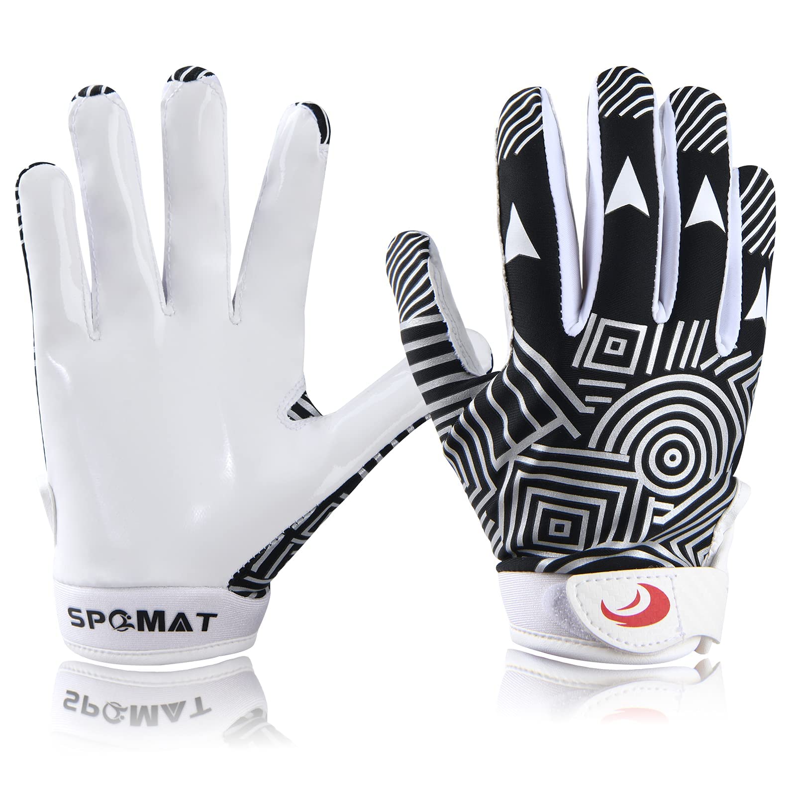 SPOMAT Youth Football Gloves Kids Silicone Grip Receiver Gloves for Kids with Super Stick Ability for Best Game Experience