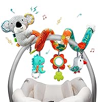 XIXILAND Car Seat Toys Baby Toys 0-3 Months, Stroller Toys Infant Toys 0-6 Months Newborn Toys 0 3 Months Brain Development, Carseat Toys for Infants 0-12 Months with Dinosaur, Lion Mirror, Teether