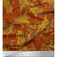 Soimoi Georgette Viscose Orange Fabric - by The Yard - 42 Inch Wide - Abstract Texture Material - Contemporary and Artistic Fusion for Various Uses Printed Fabric
