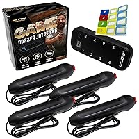 Digital Energy Handheld Buzzer Game System - Console Displays First Buzz-in - Great for Jeopardy, Family Feud, Trivia and Buzzer Games - Console with 4 Joystick Buzzers