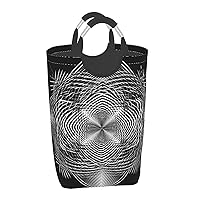 Laundry Basket Waterproof Laundry Hamper With Handles Dirty Clothes Organizer Black And White Geometric Shape Art Print Protable Foldable Storage Bin Bag For Living Room Bedroom Playroom