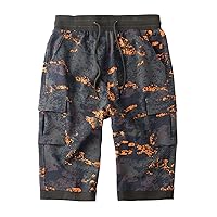 Mr.Stream Men's Bermuda Beach Capri 3/4 Cropped Camouflage Cotton Casual Multi-Pocket Cargo Shorts