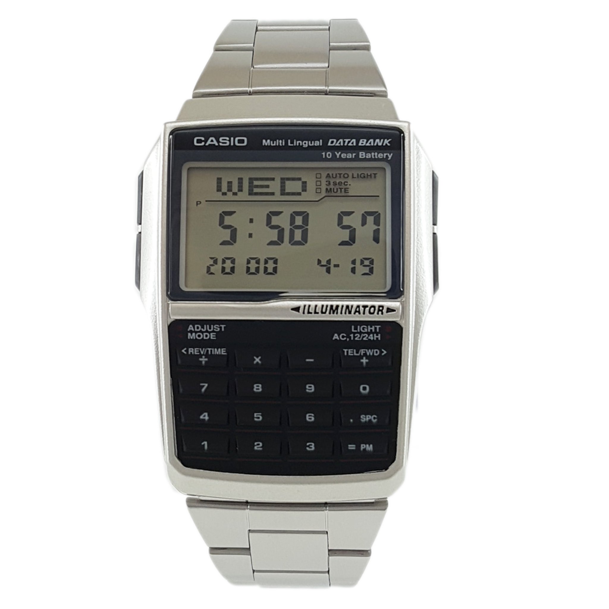 Men's Casio DBC-32D-1A Silver Steel Databank Calculator Watch