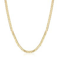 Barzel Womens Chain Necklace, Mens Gold Chain Necklace 18K Gold Plated Flat Mariner/Marina 3MM, 3.5MM, 4.5MM, 5MM, 6MM, 8MM Chain Necklace