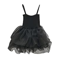Girls Princess Dress Solid Color Sleeveless Spaghetti Strap Dress Splice Layered Tulle A-line Stretchy Puffy Dress