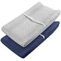 Changing Pad Cover - Babebay Ultra Soft Minky Dots Plush Changing Table Covers Breathable Changing Table Sheets Wipeable Changing Pad Covers Suit for Baby Boy and Baby Girl (2 Pack)