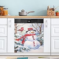 Christmas Snowman Winter Red Bird Dishwasher Magnet Cover Dishwasher Covers for The Front Magnetic Dishwasher Cover Panel Magnetic Refrigerator Cover for Farmhouse Home Kitchen Decor - 23 X 26 in