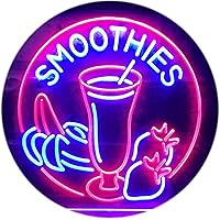 ADVPRO Smoothies Fruit Drink Shop Dual Color LED Neon Sign Red & Blue 16