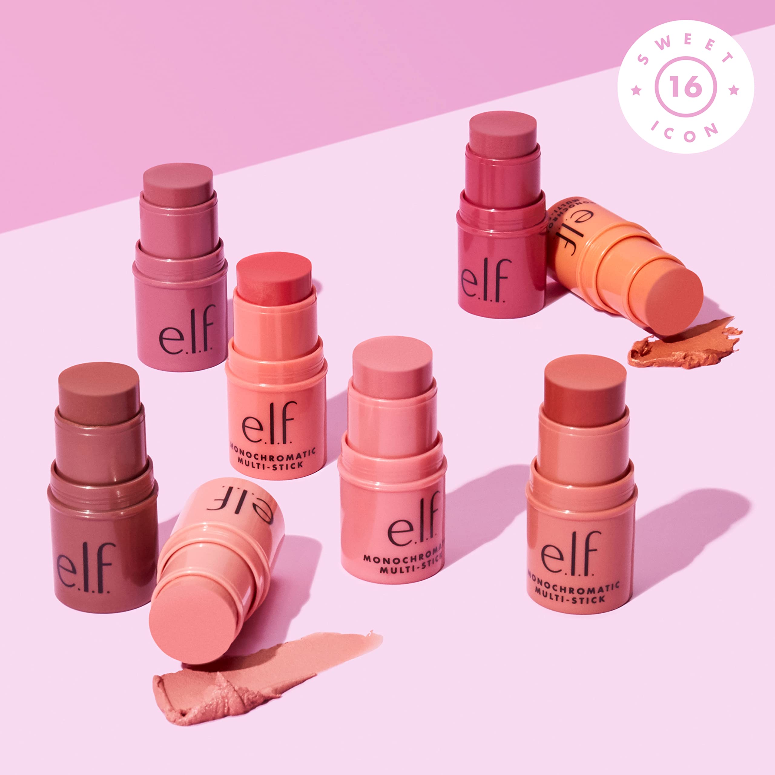 e.l.f. Monochromatic Multi Stick, Luxuriously Creamy & Blendable Color, For Eyes, Lips & Cheeks, Luminous Berry, 0.155 Oz (4.4g)
