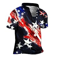 ZunFeo Mens American Flag Print Shirt Short Sleeve Button Down Bowling Shirts Hawaii Casual Beach Vacation Clothes