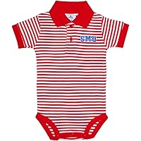 SMU Mustangs Newborn Infant Baby Striped Polo Bodysuit