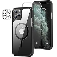 Magnetic Case Designed for iPhone 11 Pro Max Case [Compatible with MagSafe] with Screen Protector and Camera Lens Protector Anti Scratch Phone Case (Black)