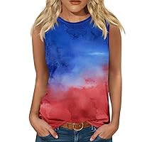 4th of July Apparel for Women Tank Top Women's Fashion Casual T-Shirt Round Neck Lightweight Sleeveless Printed Tank Top