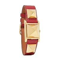 Hermès, Pre-Loved Gold & Red Courchevel Medor Watch, Red