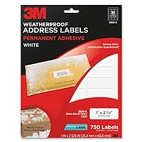 3M Weatherproof Address Labels with Quick Lift Design for Laser Printers, White, 1 x 2 5/8 Inches, 25 Sheets Per Pack (3800-A)