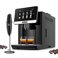 Zulay Powerful Milk Frother & Magia Super Automatic Coffee Espresso Machine - Frother Handheld Foam Maker for Lattes - Espresso Coffee Maker With Easy To Use 7” Touch Screen - Drink Mixer for Coffee