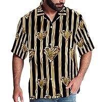 Hawaiian Shirt, Short Sleeve Button Down Men, Hawaiian Shirt for Women, Striped Cartoon Rabbit