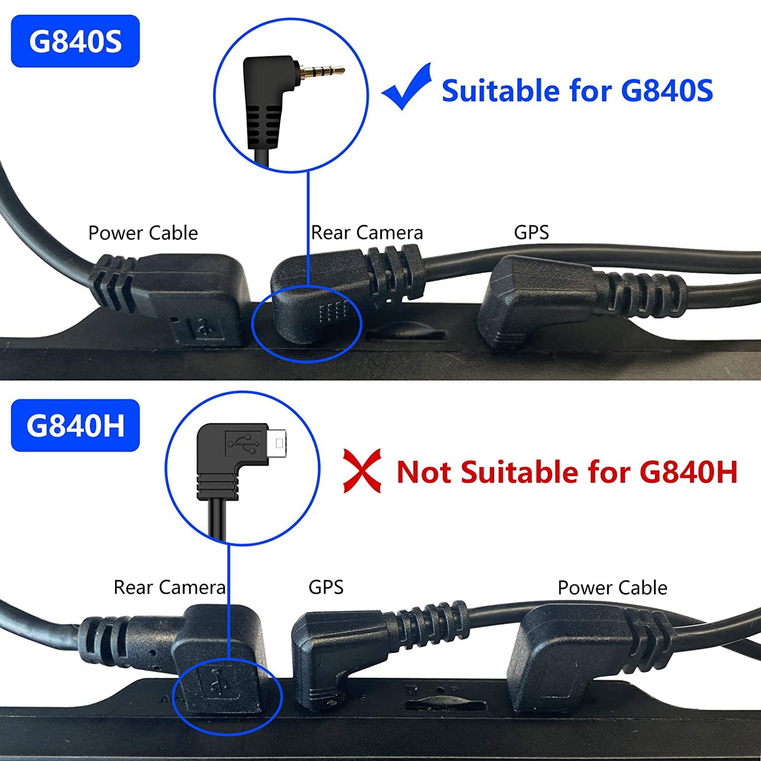 WOLFBOX 33Feet G840S / G930 / G910 / G840H / G850 / G900 / T10 Plus Rear Camera Extension Cord Cable (4 pin,2.5mm), not Suitable for G700 / G880