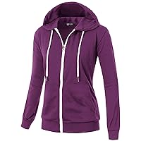 GIVON Basic Lightweight Zip-Up Hoodie Long Sleeve Thin Jacket for Women with Plus Size