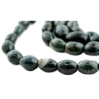 TheBeadChest Oval Serpentine Beads Extra Long Strand, 16x12mm Green Gemstone 70