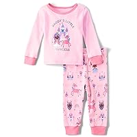 The Children's Place Baby Girl's and Toddler Long Sleeve Top and Pants Snug Fit 100% Cotton 2 Piece Pajama Set