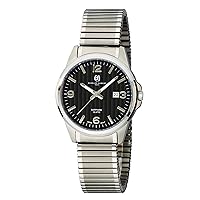 Charles-Hubert 3990-B Titanium Black Dial Expansion Band Watch