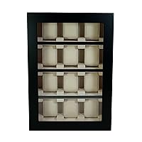 12 Piece Black Wood Watch Display Wall Hanging Case and Storage Organizer Box and Stand for Oversized Watches