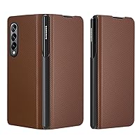 Slim Fit Case Compatible with Samsung Galaxy Z Fold 4 Case with S Pen Holder Slim Protective Case Carbon Fiber Case Ultra Thin PC Protective Cover Protective Phone Case Galaxy Z Fold 4 (Color : Brown