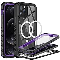 BEASTEK for iPhone 12 Pro Max Waterproof Case, FSN Series IP68 Magnetic Shockproof Case with Built-in Screen Protector and MagSafe Protective Cover, iPhone 12 Pro Max 6.7 inch (Purple)