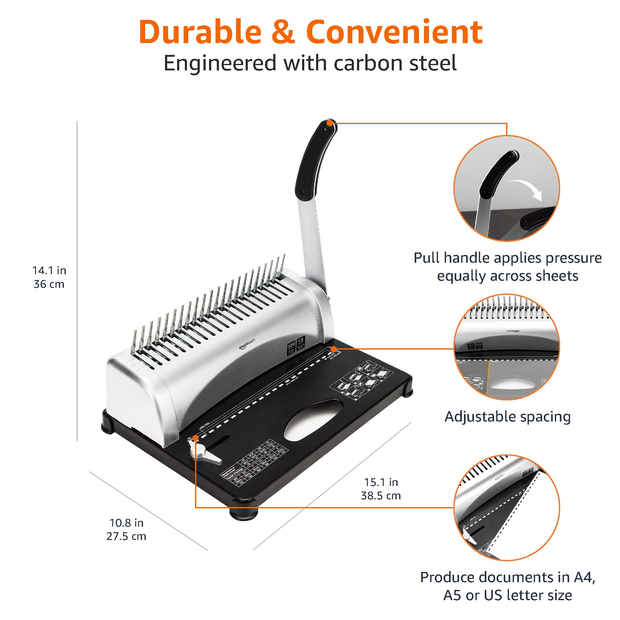 Amazon Basics Comb Binding Machine, Grey