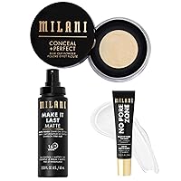 Milani Conceal + Perfect Blur Out Powder, Make It Last Matte Setting Spray, and No Pore Zone Mattifying Makeup Primer
