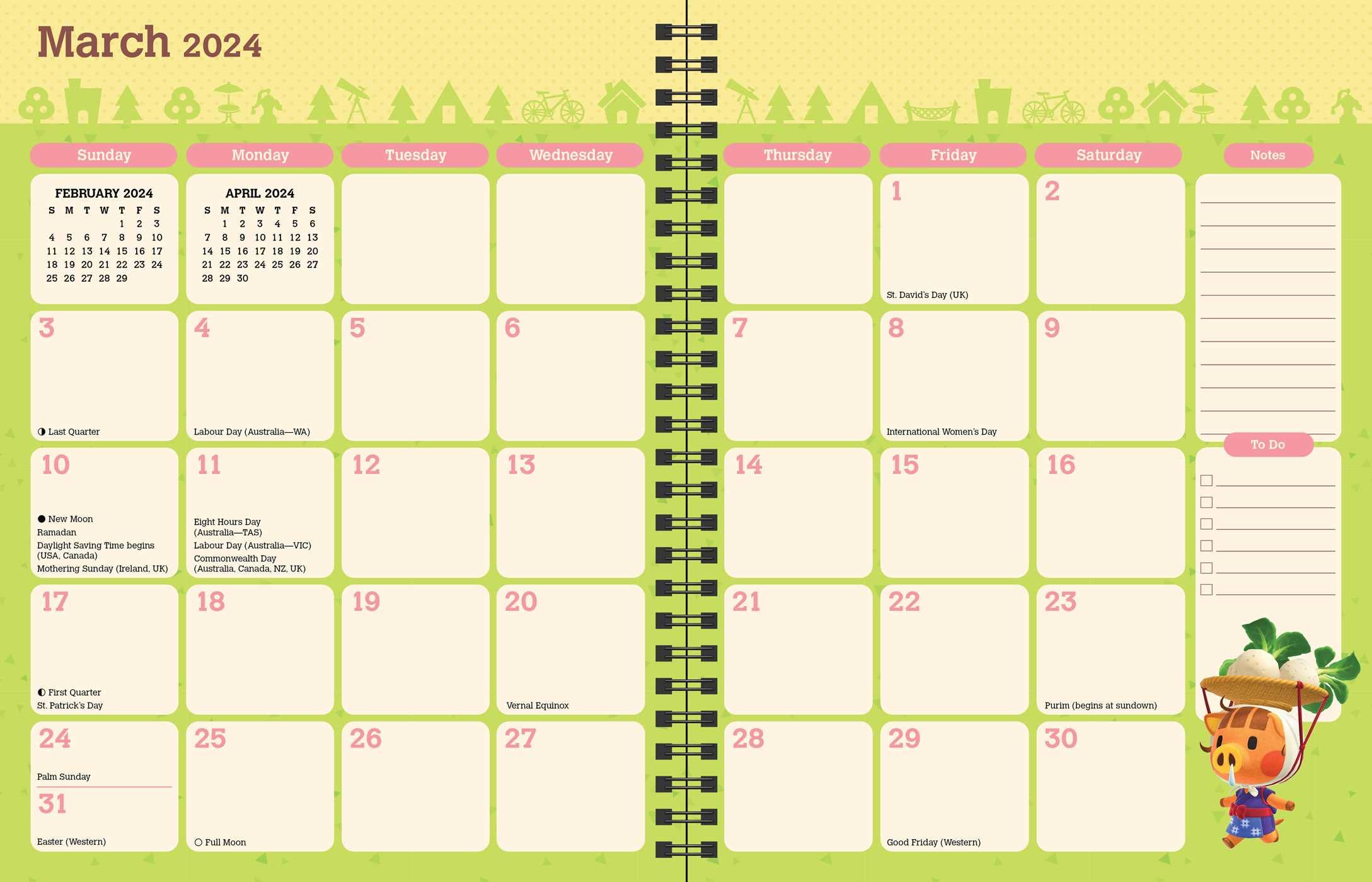 Animal Crossing 16-Month 2023-2024 Weekly/Monthly Planner Calendar