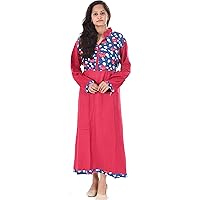 Indian 100% Cotton Women Fashion Long Red Color Dress Floral Print Plus Size