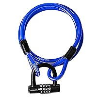 Weatherproof Straight Security Cable (5ft to 25ft Lengths) with Reinforced Looped Ends and Heavy Duty Compact U-Lock, Anti-Theft Protection for Bike, Kayak, Outdoor Equipment and More 15ft