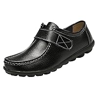 Women's Leather Softsole Slip-on Casual Loafers,Adjustable Comfort Non-Slip Oxford Sole Walking Driving Flat Shoes Fashionable Women's Shoes