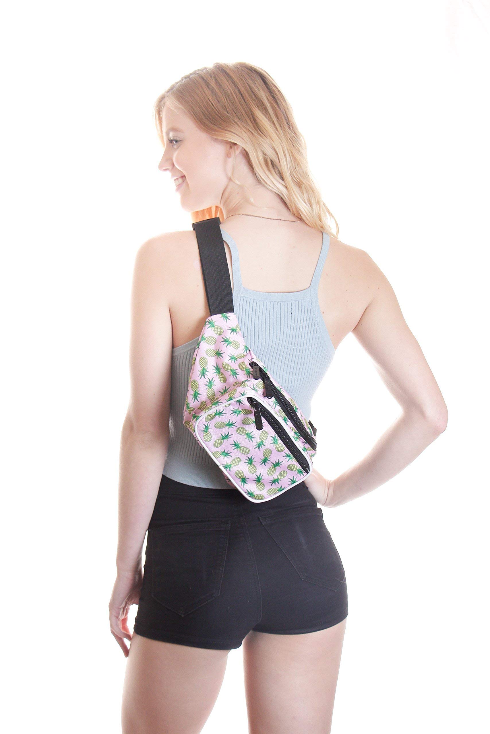 Holographic Silver Rave Fanny Pack and Pineapple Fanny Pack Bundle