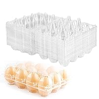 60 Pack Plastic Egg Cartons Cheap Bulk 1 Dozen Clear Empty Egg Cartons for Chicken Eggs, Reusable Egg Carton for Home Ranch Chicken Farm, Commercial Business Market Display, 3x4 Grids, Medium