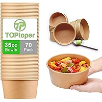 35 Oz Large Paper Bowls, 70 Pack Disposable Soup Bowls Plastic Free Party Supplies for Hot/Cold Food, Soup (35 OZ)